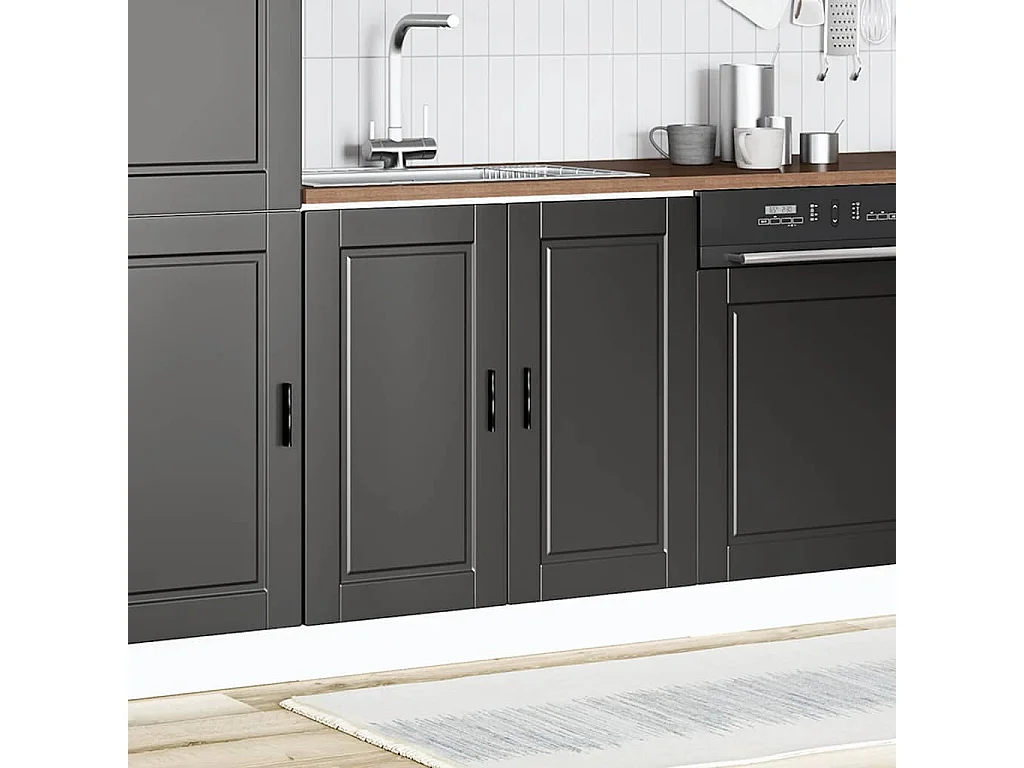 Meuble bas pour évier noir 80x46x81,5 cm bois ingénierie