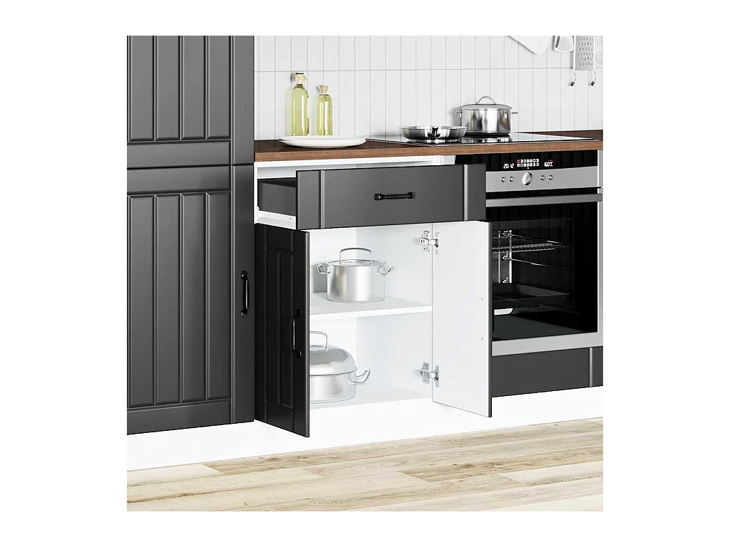 Armoire de cuisine noir bois d'ingénierie