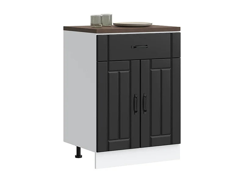 Armoire de cuisine noir bois d'ingénierie