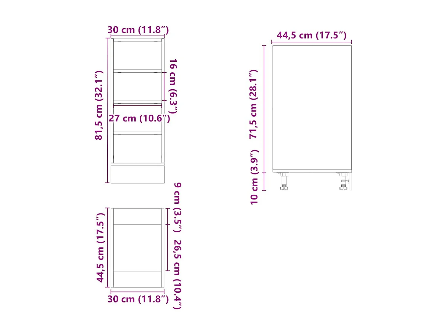 Armoire basse chêne sonoma 30x44,5x81,5 cm