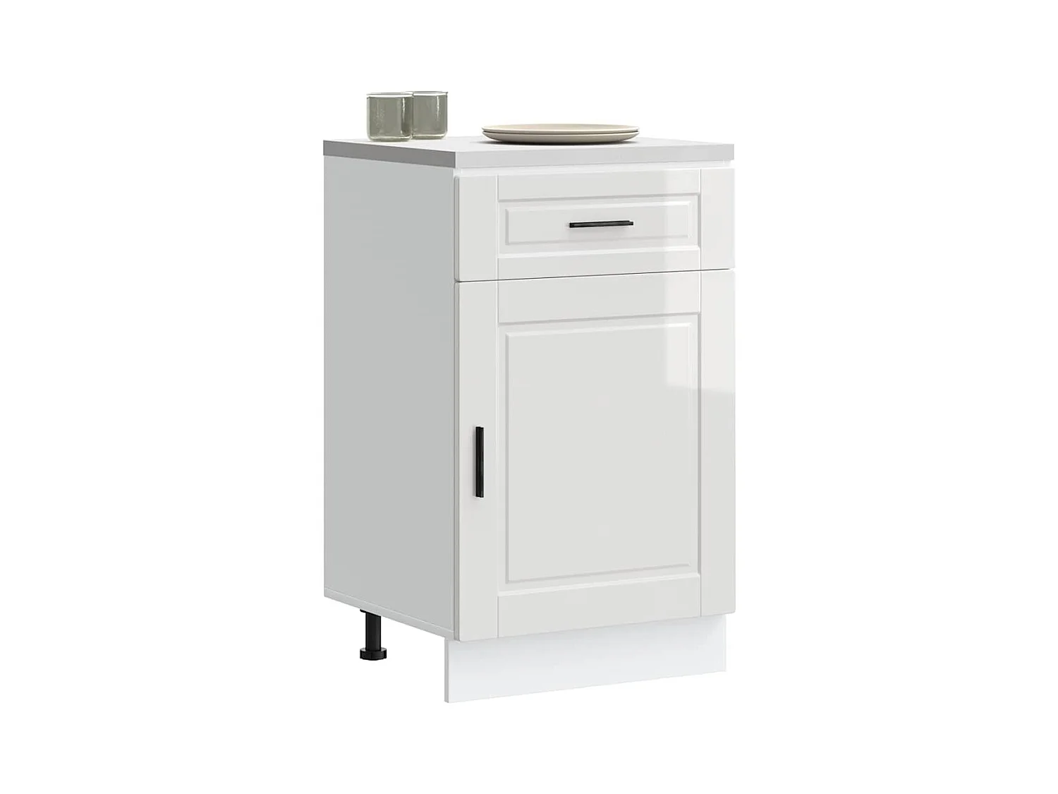 Armoire de cuisine blanc brillant bois ingénierie