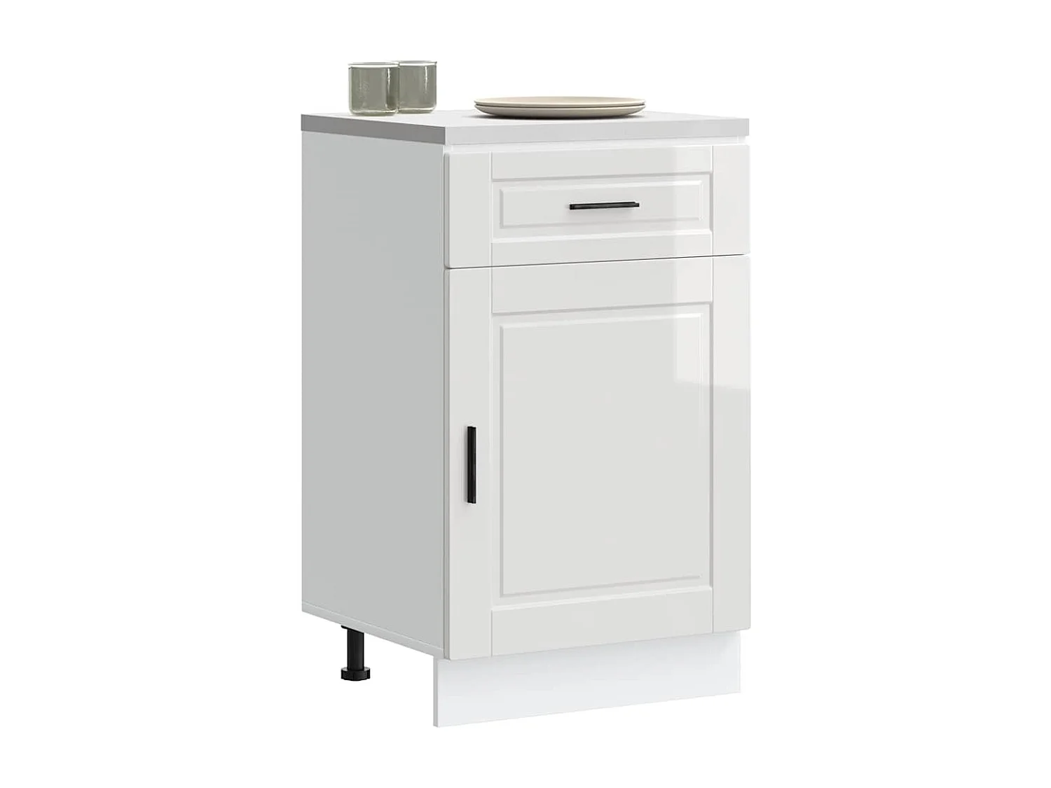 Armoire de cuisine blanc brillant bois ingénierie