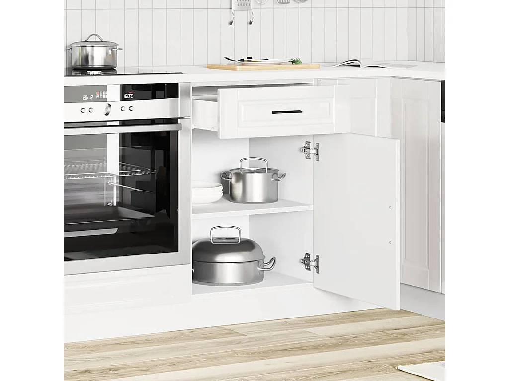 Armoire de cuisine blanc brillant bois ingénierie