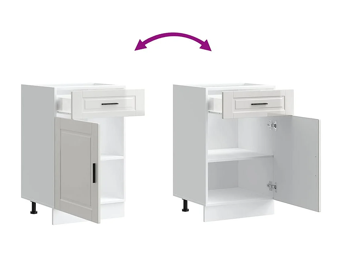 Armoire de cuisine blanc brillant bois ingénierie