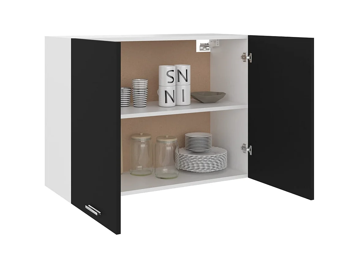 Zwarte hangkast 80x31x60 cm bewerkt hout