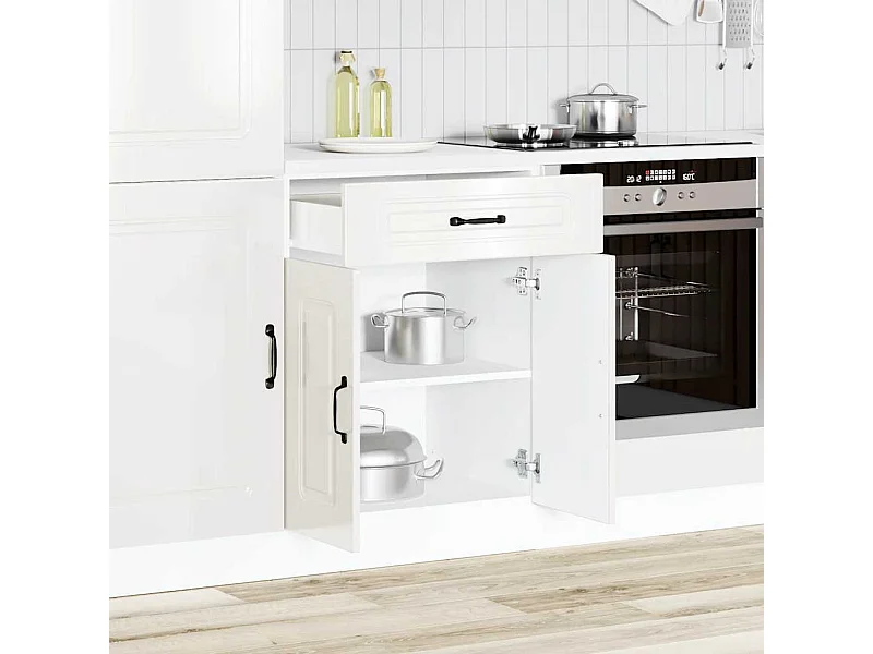 Armoire de cuisine blanc brillant bois ingénierie