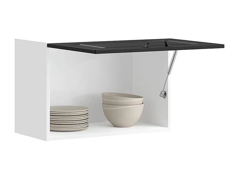 Kalmar zwarte keukenwandkast van bewerkt hout