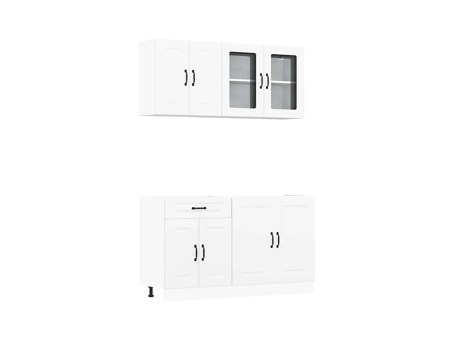 Set di mobili da cucina da 4 pezzi in legno ingegnerizzato bianco