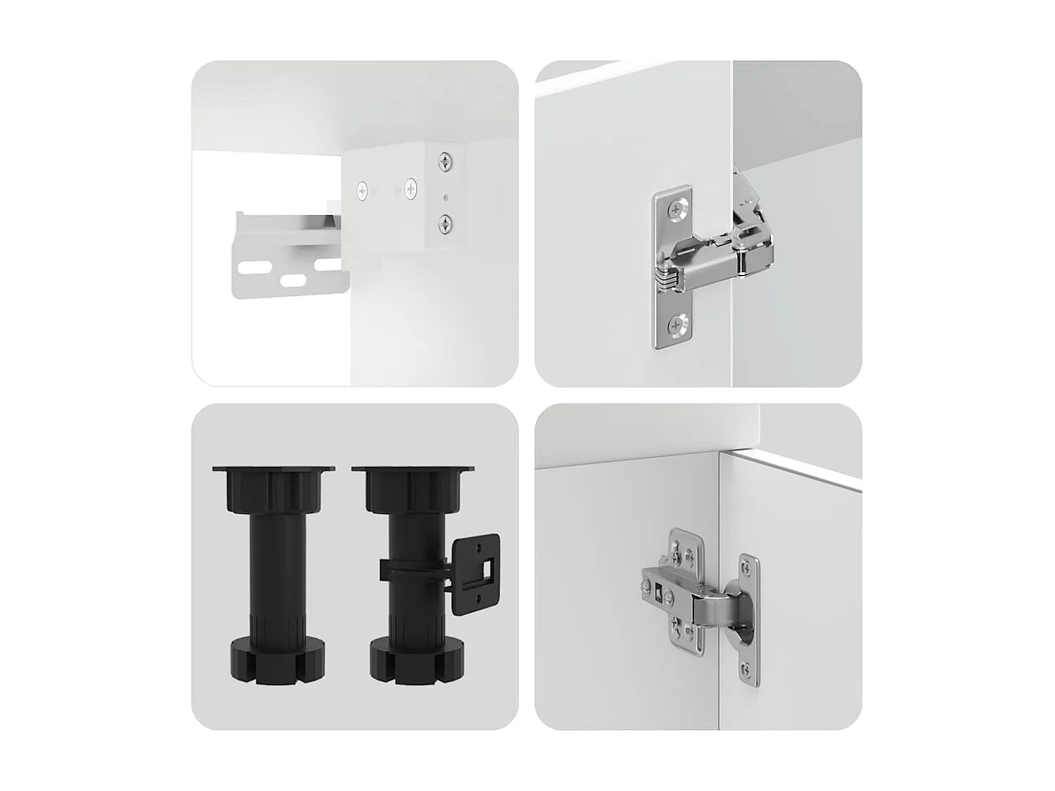 Set di mobili da cucina da 4 pezzi in legno ingegnerizzato bianco