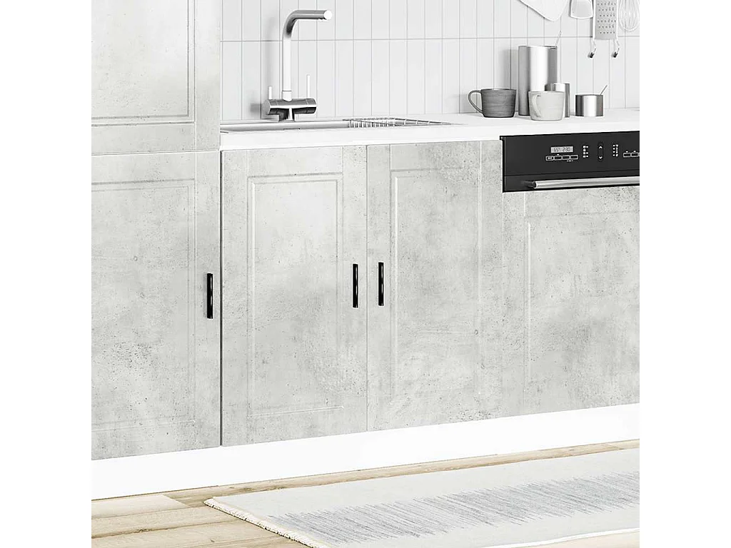 grijs betonnen onderkast van bewerkt hout