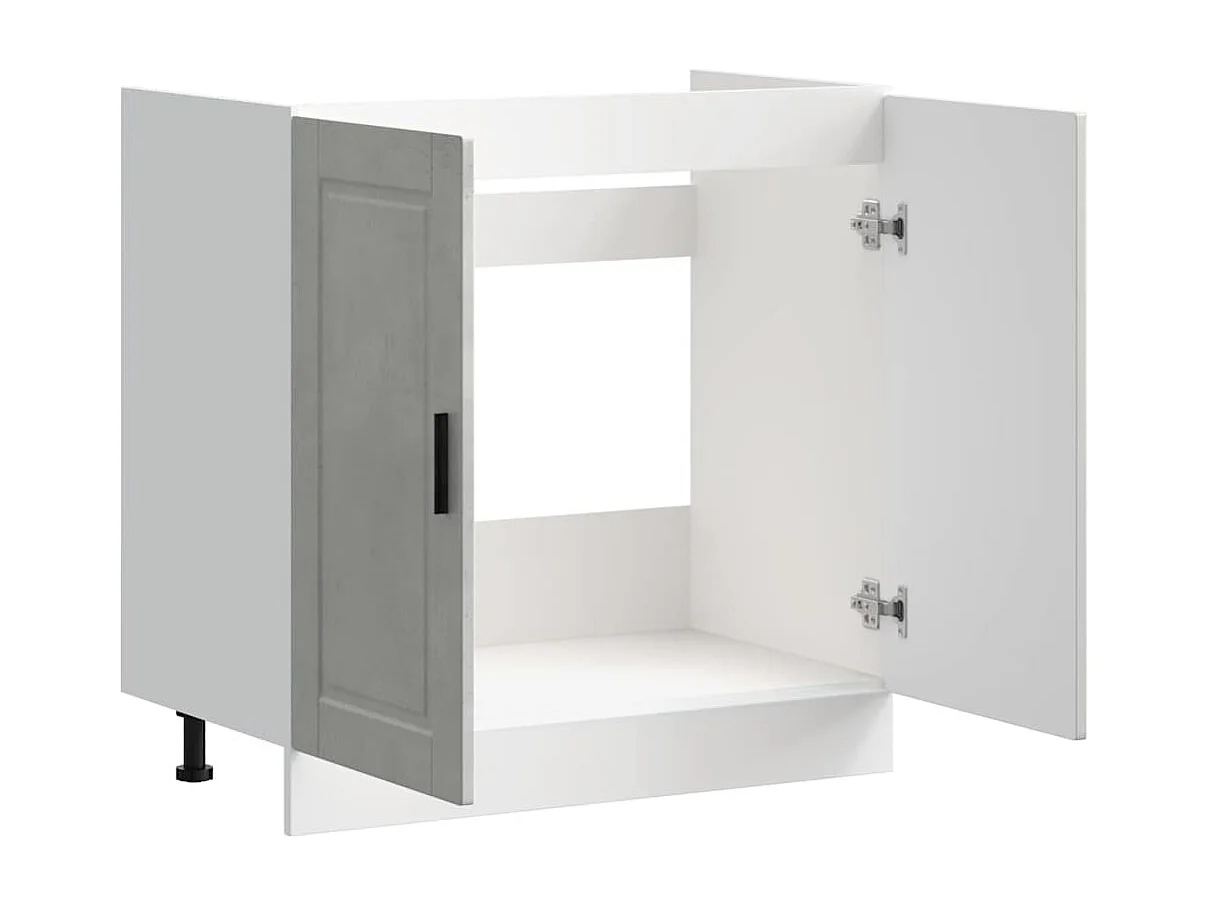 grijs betonnen onderkast van bewerkt hout