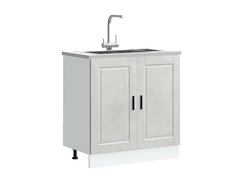 grijs betonnen onderkast van bewerkt hout