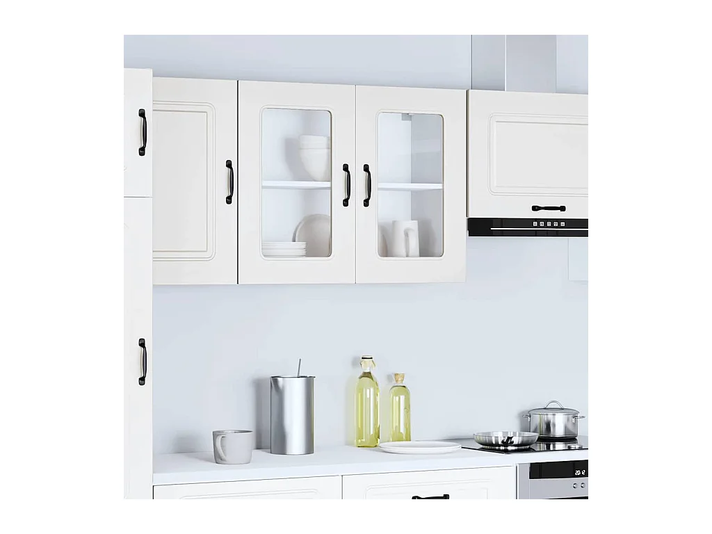 Pensile da cucina bianco con anta in vetro