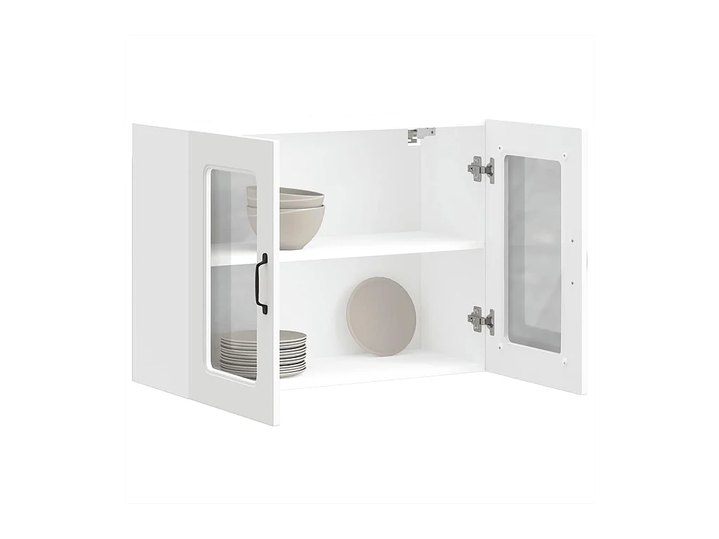 Pensile da cucina bianco con anta in vetro