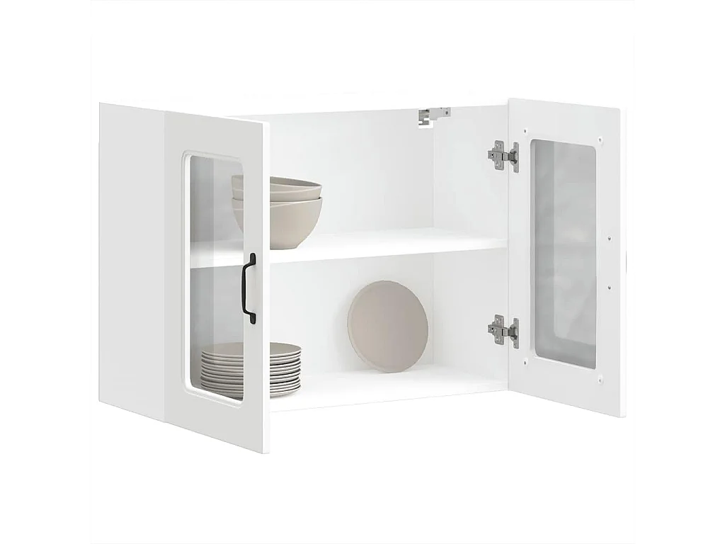 Armoire murale de cuisine avec porte en verre blanc