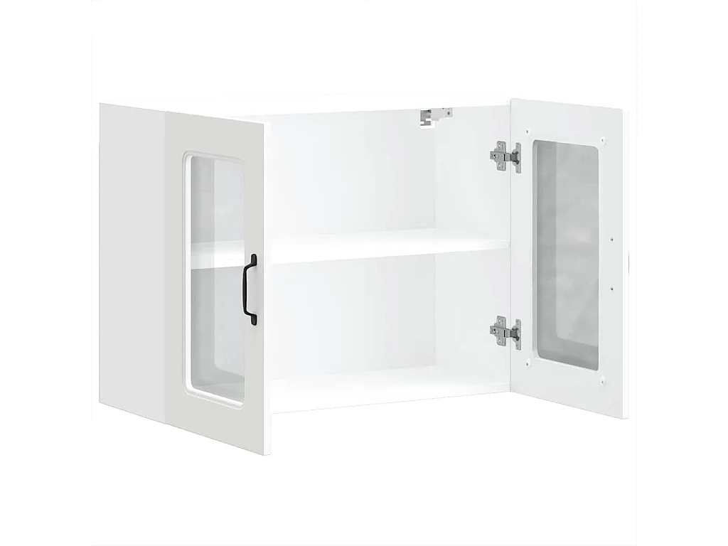 Armoire murale de cuisine avec porte en verre blanc
