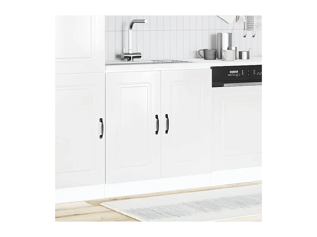 Meuble bas pour évier blanc brillant 80x46x81,5 cm