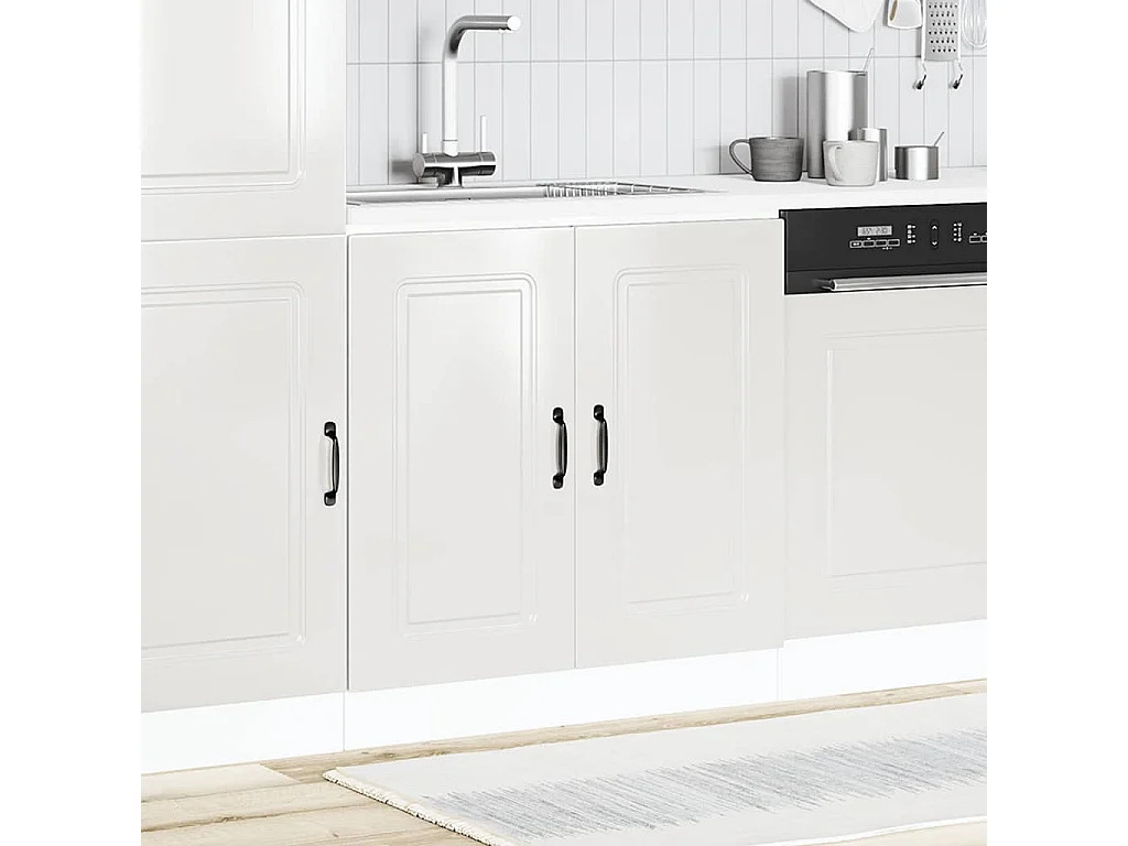 Meuble bas pour évier blanc brillant 80x46x81,5 cm