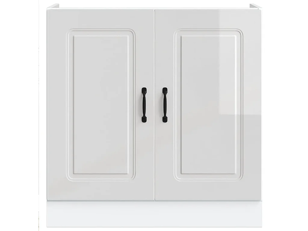 Meuble bas pour évier blanc brillant 80x46x81,5 cm