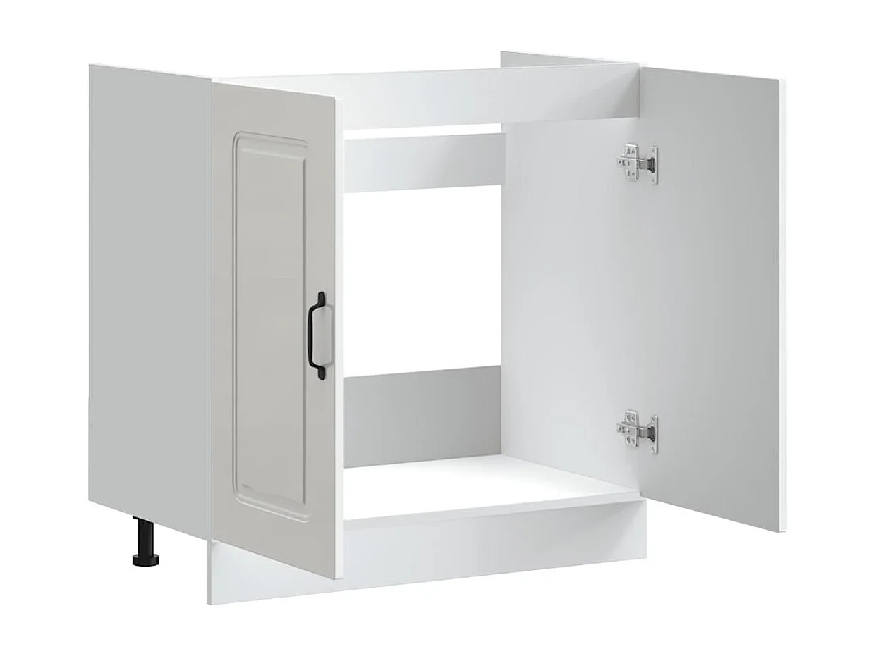 Meuble bas pour évier blanc brillant 80x46x81,5 cm