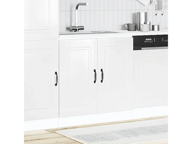 Meuble bas pour évier blanc brillant 80x46x81,5 cm