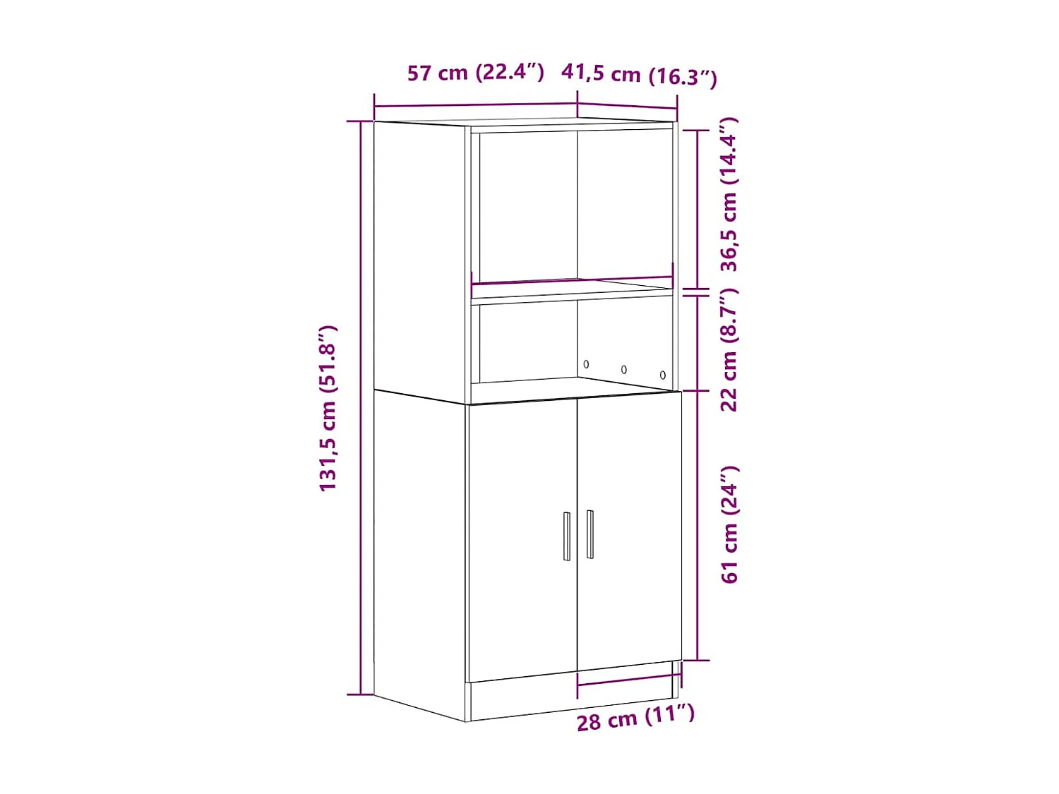 Armoire de cuisine chêne fumé 57x41,5x131,5 cm bois ingénierie