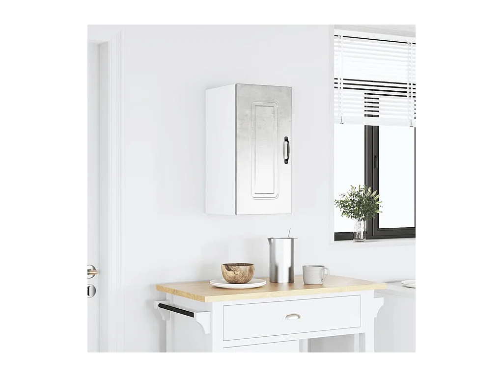 Armoire murale de cuisine gris béton bois d'ingénierie