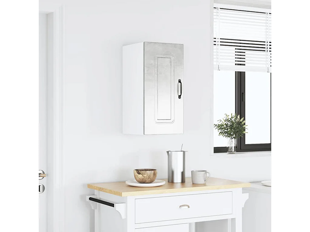 Armoire murale de cuisine gris béton bois d'ingénierie