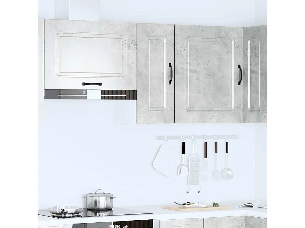 Armoire murale de cuisine gris béton bois d'ingénierie