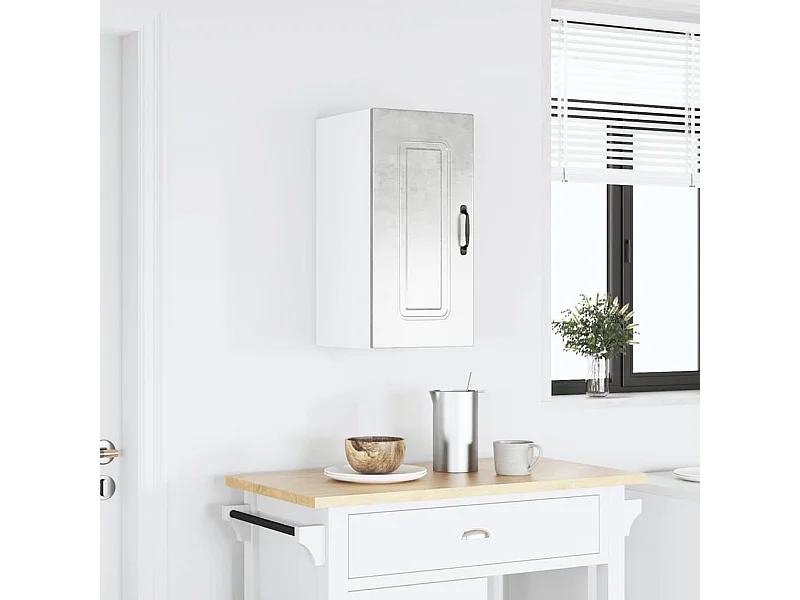 Armoire murale de cuisine gris béton bois d'ingénierie