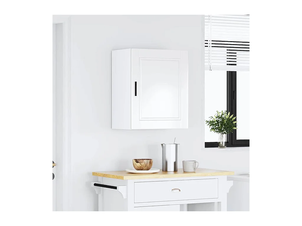 Armoire murale de cuisine blanc brillant bois ingénierie