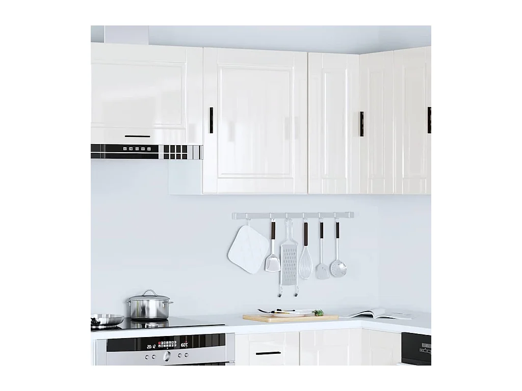 Armoire murale de cuisine blanc brillant bois ingénierie