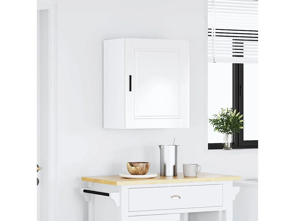 Armoire murale de cuisine blanc brillant bois ingénierie
