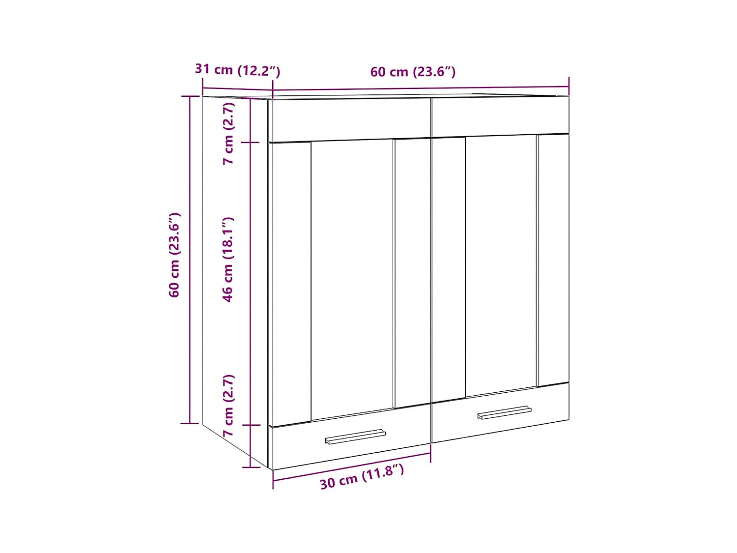 Pensile da cucina con anta in vetro
