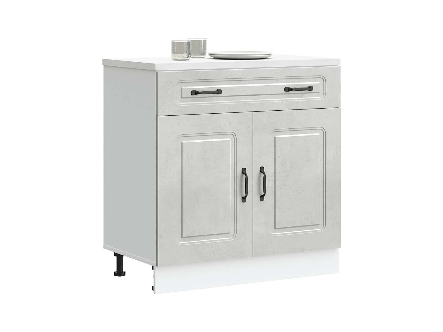 Armoire de cuisine gris béton bois d'ingénierie