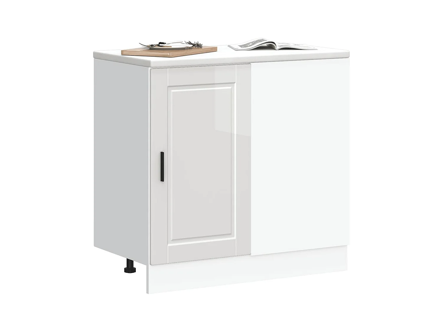 Armoire de cuisine blanc brillant bois ingénierie