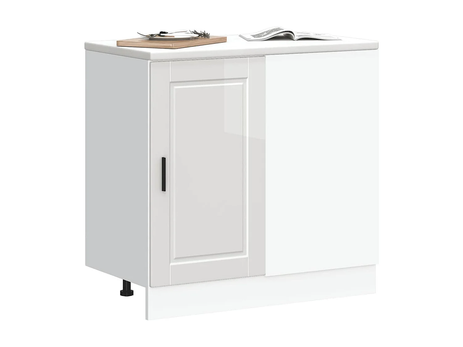 Armoire de cuisine blanc brillant bois ingénierie