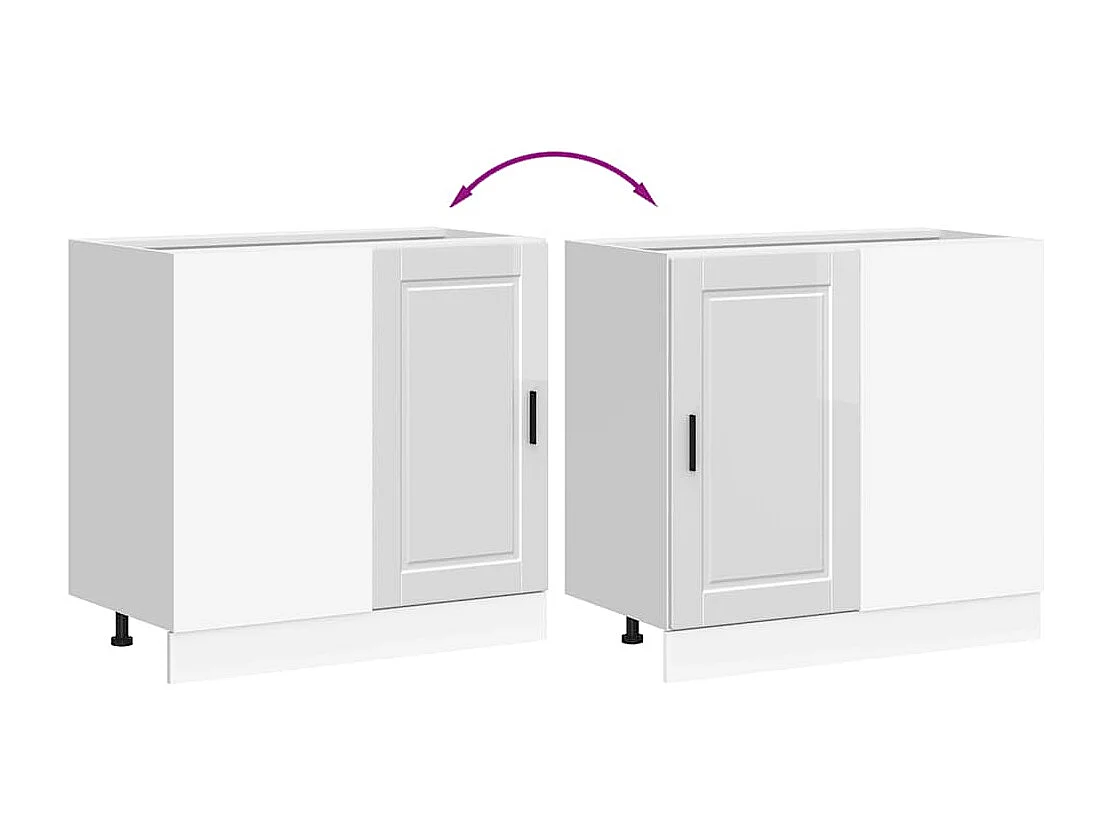 Armoire de cuisine blanc brillant bois ingénierie