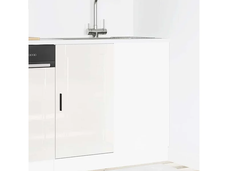 Armoire de cuisine blanc brillant bois ingénierie