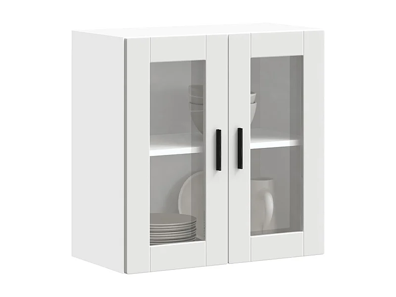 Armoire murale de cuisine avec porte en verre blanc