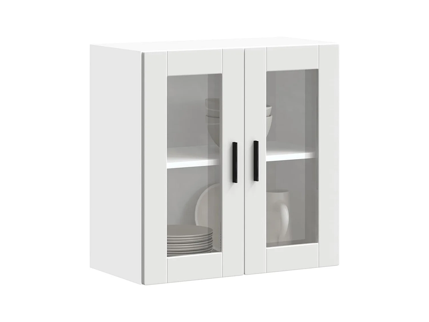 Armoire murale de cuisine avec porte en verre blanc