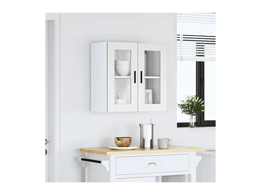 Armoire murale de cuisine avec porte en verre blanc