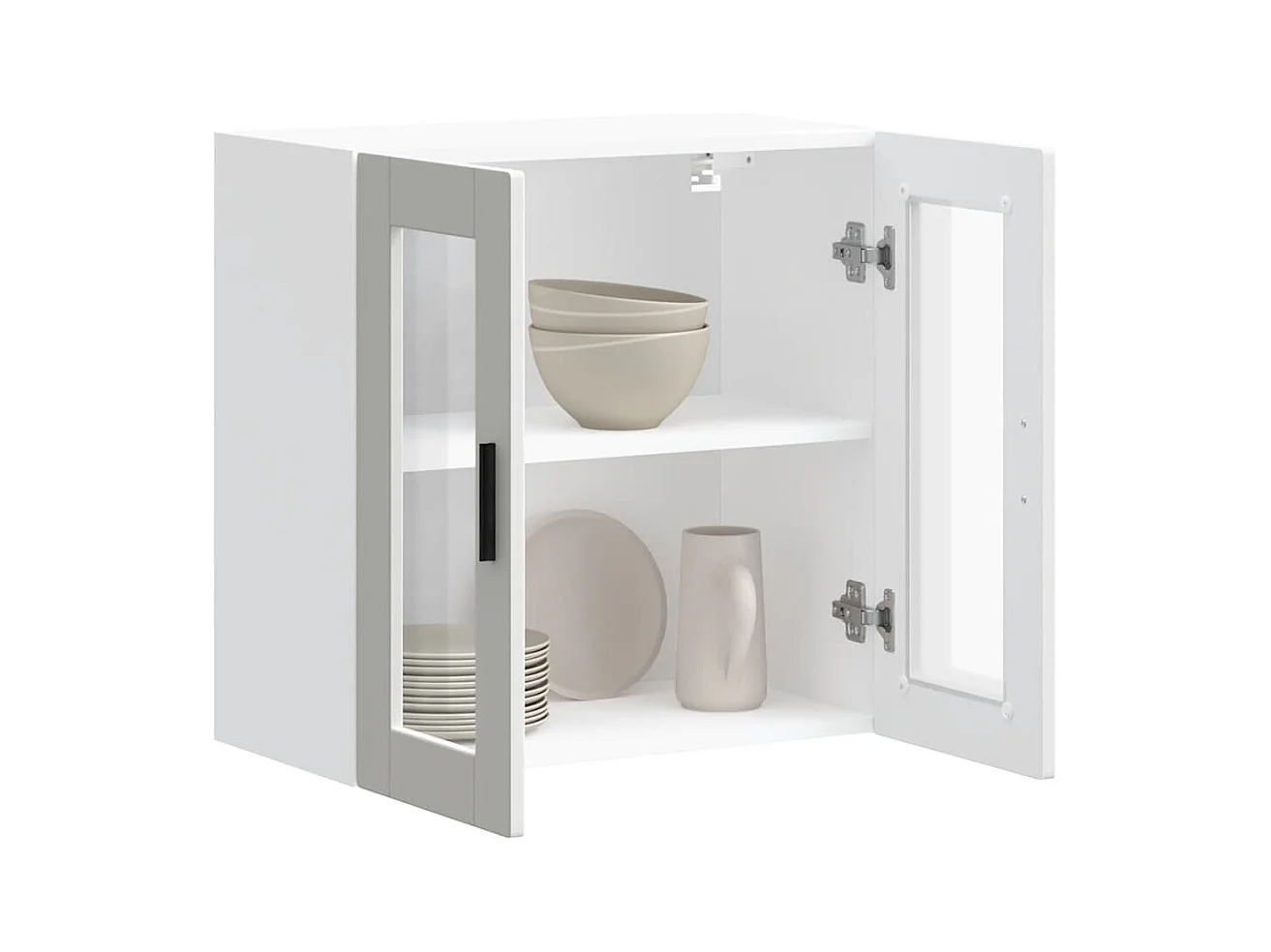 Armoire murale de cuisine avec porte en verre blanc