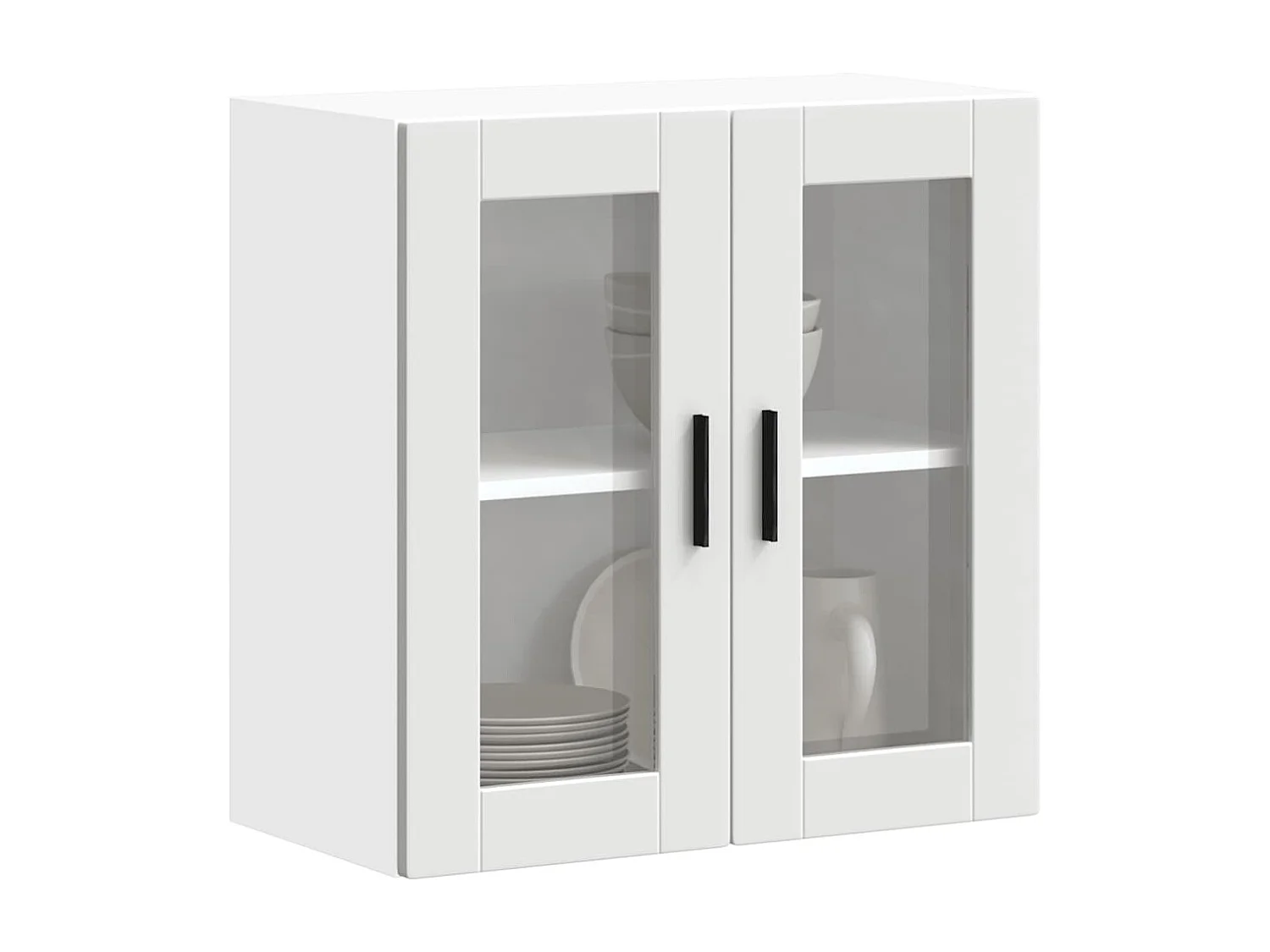 Armoire murale de cuisine avec porte en verre blanc