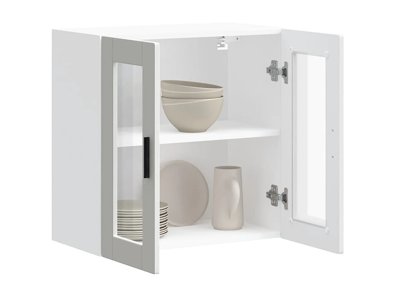 Armoire murale de cuisine avec porte en verre blanc