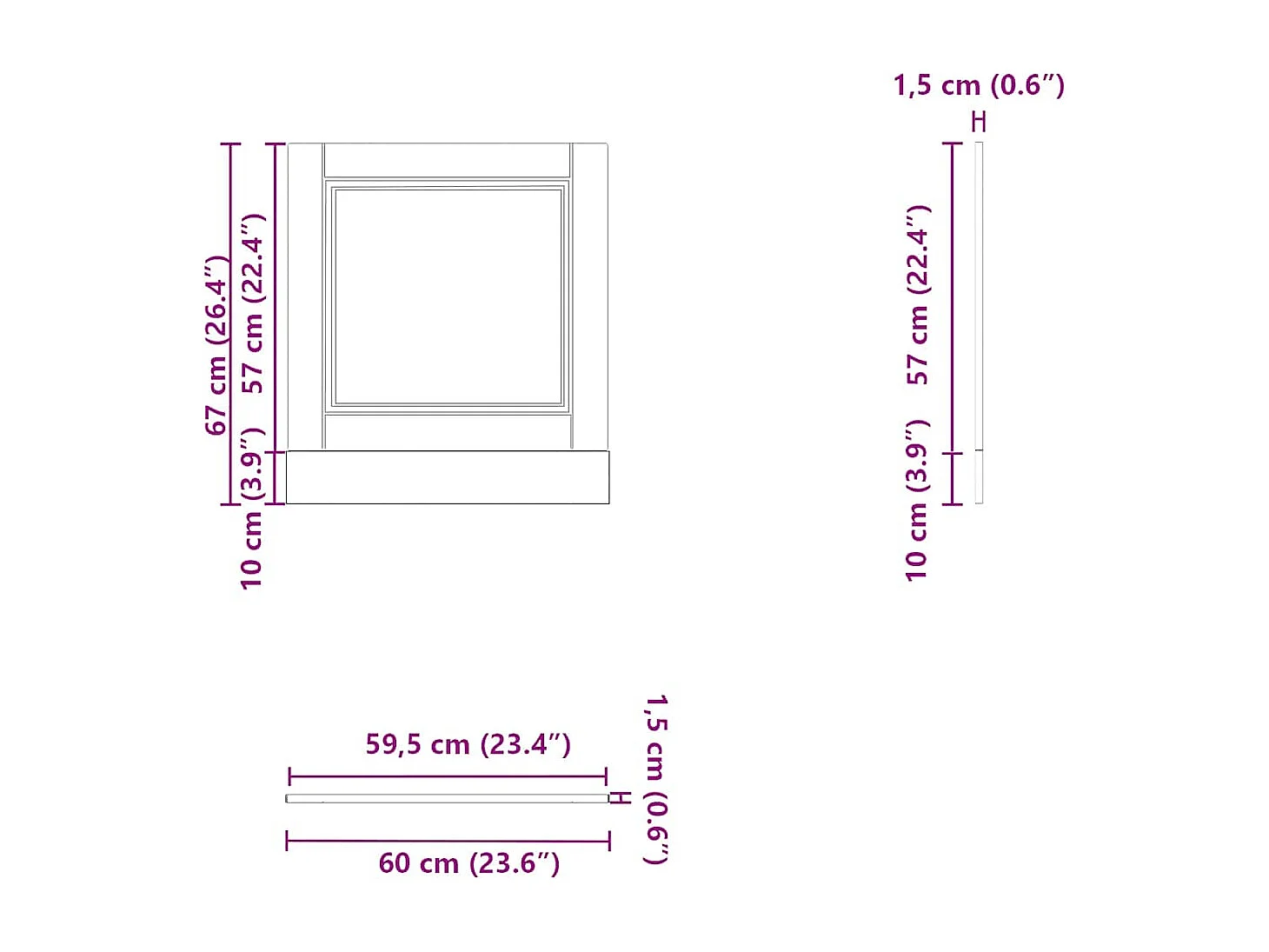 Pannello lavastoviglie in legno vecchio 60x1,5x67 cm