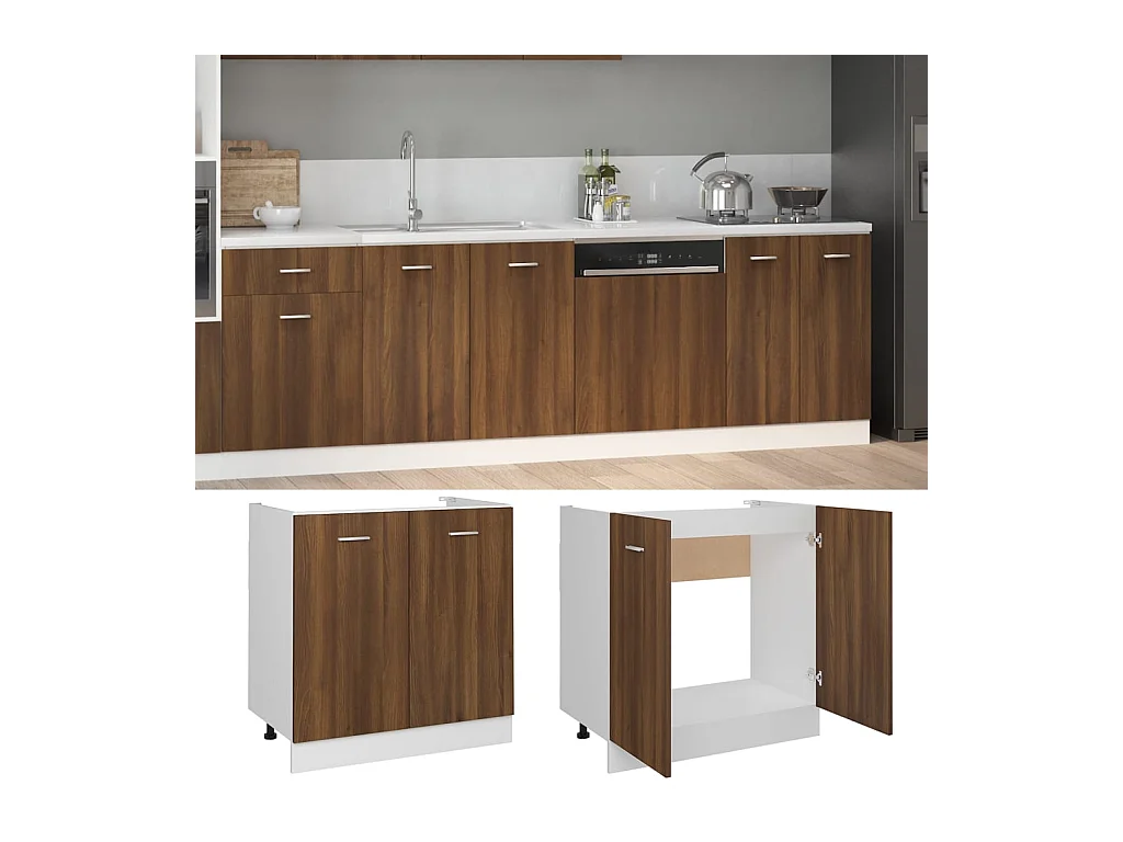 Armoire de plancher d'évier Chêne marron 80x46x81,5 cm