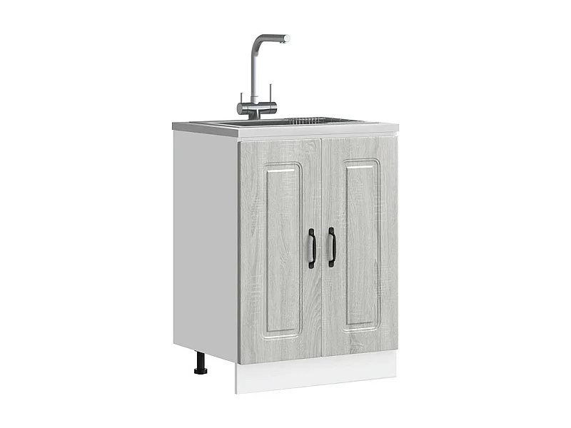 Meuble bas pour évier sonoma gris bois d'ingénierie