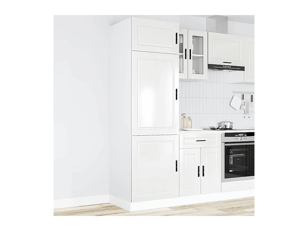Armoire de cuisine blanc brillant bois d'ingénierie