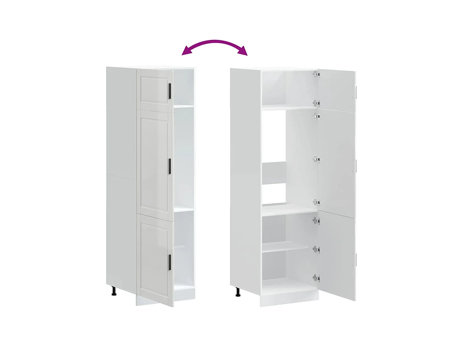 Armoire de cuisine blanc brillant bois d'ingénierie